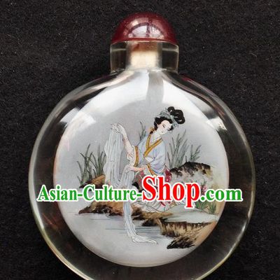 Chinese Handmade Snuff Bottle Traditional Inside Painting Beauty Xi Shi Snuff Bottles Artware