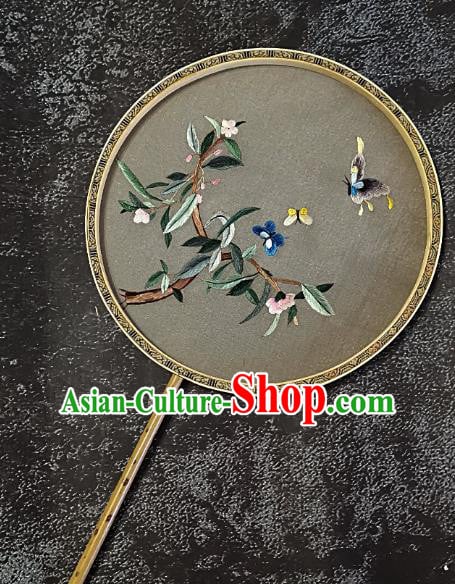 Chinese Traditional Silk Palace Fans Handmade Embroidered Butterfly Flower Round Fan Embroidery Craft Chinese Traditional Silk Palace Fans Handmade Embroidered Butterfly Flower Round Fan Embroidery Craft