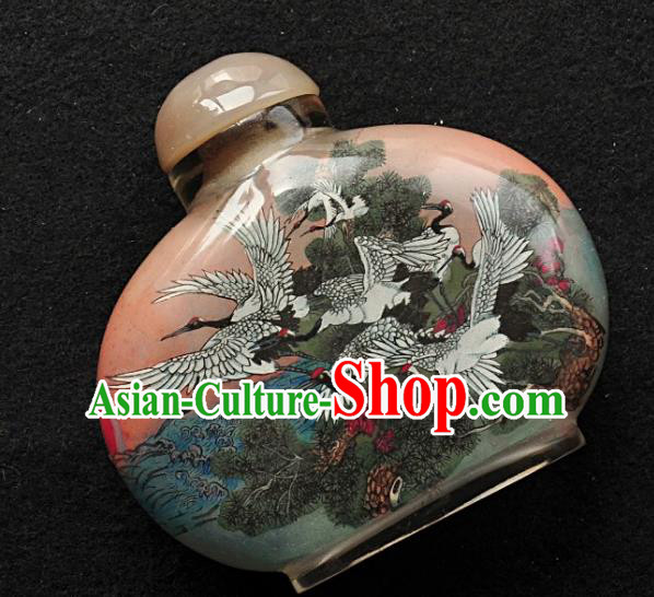 Chinese Handmade Snuff Bottle Traditional Inside Painting Cranes Snuff Bottles Artware Chinese Handmade Snuff Bottle Traditional Inside Painting Cranes Snuff Bottles Artware