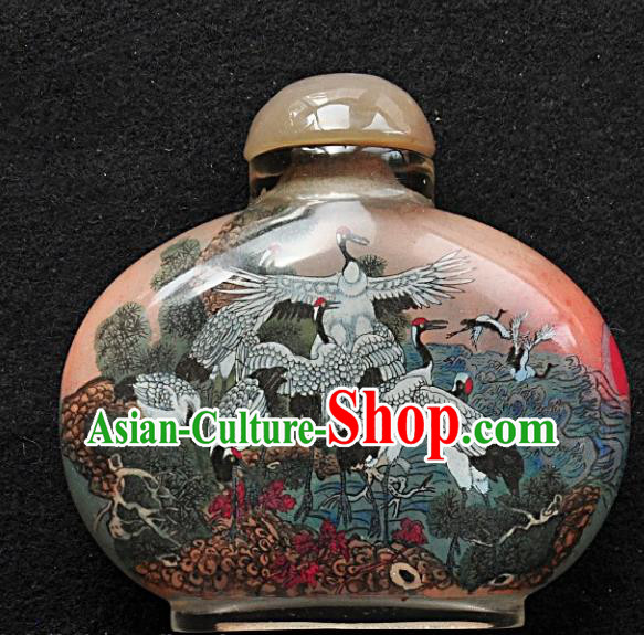 Chinese Handmade Snuff Bottle Traditional Inside Painting Cranes Snuff Bottles Artware Chinese Handmade Snuff Bottle Traditional Inside Painting Cranes Snuff Bottles Artware