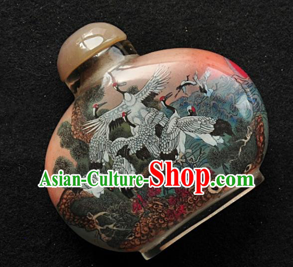 Chinese Handmade Snuff Bottle Traditional Inside Painting Cranes Snuff Bottles Artware Chinese Handmade Snuff Bottle Traditional Inside Painting Cranes Snuff Bottles Artware