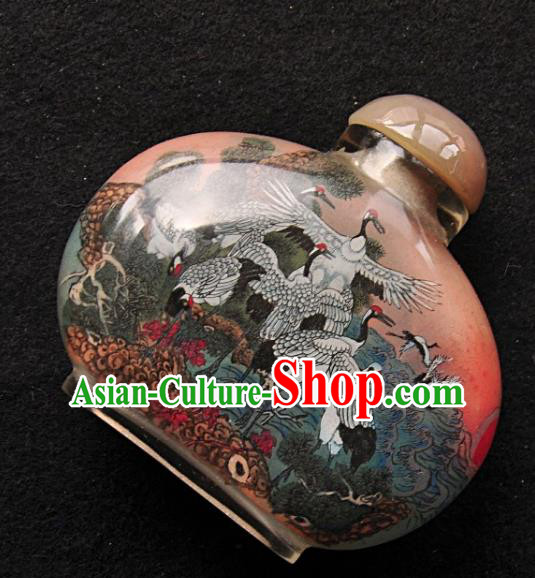 Chinese Handmade Snuff Bottle Traditional Inside Painting Cranes Snuff Bottles Artware Chinese Handmade Snuff Bottle Traditional Inside Painting Cranes Snuff Bottles Artware