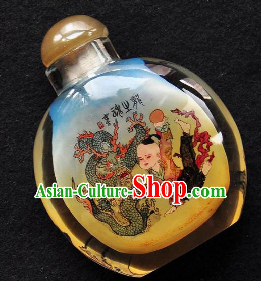 Chinese Handmade Snuff Bottle Traditional Inside Painting Dragon Boy Snuff Bottles Artware Chinese Handmade Snuff Bottle Traditional Inside Painting Dragon Boy Snuff Bottles Artware