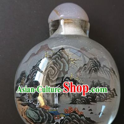 Chinese Handmade Landscape Snuff Bottle Traditional Inside Painting Scenery Snuff Bottles Artware