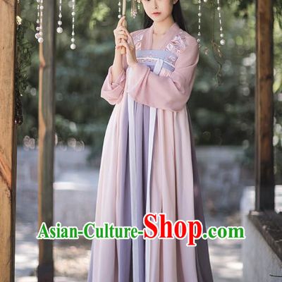 Traditional Chinese Tang Dynasty Costumes Ancient Palace Lady Hanfu Garment Embroidered Blouse and Dress for Women