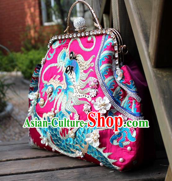 Chinese Traditional Handmade Embroidered Bag Embroidery Dragon Handbag for Women Chinese Traditional Handmade Embroidered Bag Embroidery Dragon Handbag for Women