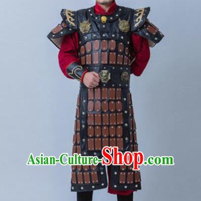 Chinese Traditional Han Dynasty General Armor Costume Drama Ancient Warrior Clothing and Helmet for Men