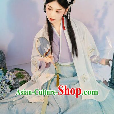 Traditional Chinese Song Dynasty Village Girl Hanfu Dress Apparels Ancient Young Lady Historical Costumes BeiZi Blouse and Skirt Full Set