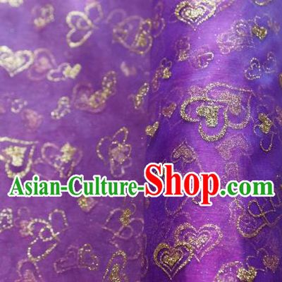 Chinese Traditional Heart Shape Pattern Design Violet Veil Fabric Grenadine Cloth Asian Gauze Material