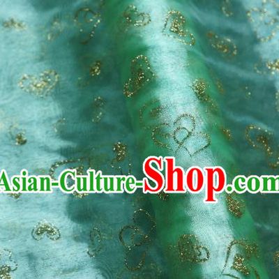 Chinese Traditional Heart Shape Pattern Design Light Green Veil Fabric Grenadine Cloth Asian Gauze Material