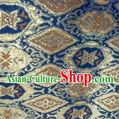 Chinese Traditional Diamond Pattern Design Navy Brocade Fabric Tapestry Cloth Asian Silk Material