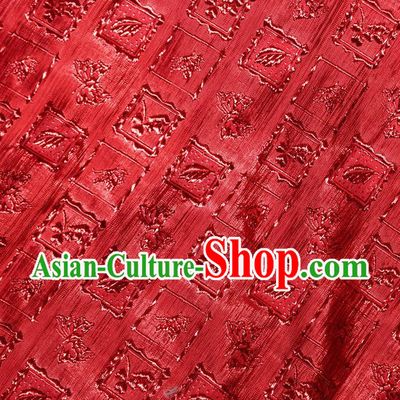 Chinese Traditional Diamond Pattern Design Red Brocade Fabric Tapestry Cloth Asian Silk Material