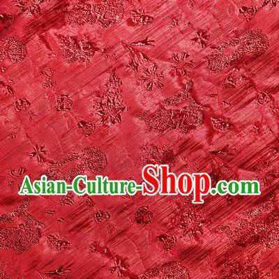 Chinese Traditional Snowflake Pattern Design Red Brocade Fabric Tapestry Cloth Asian Silk Material