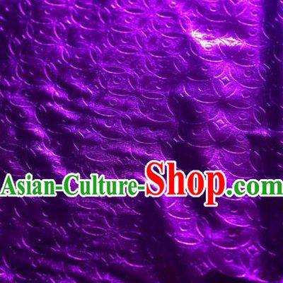 Chinese Traditional Copper Cash Pattern Design Purple Spandex Fabric Cloth Material Asian Dress Anaglyph Drapery