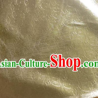 Chinese Traditional Copper Cash Pattern Design Light Golden Spandex Fabric Cloth Material Asian Dress Anaglyph Drapery
