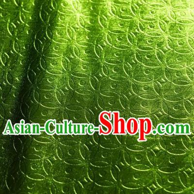 Chinese Traditional Copper Cash Pattern Design Green Spandex Fabric Cloth Material Asian Dress Anaglyph Drapery