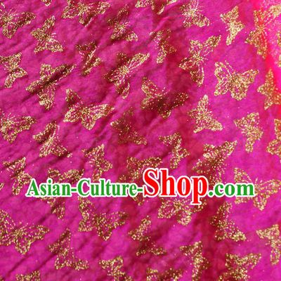 Chinese Traditional Butterfly Pattern Design Rosy Veil Fabric Cloth Organdy Material Asian Dress Grenadine Drapery