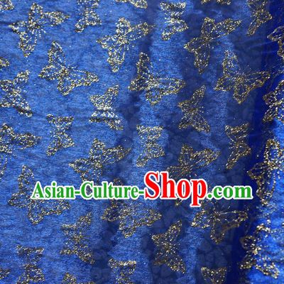 Chinese Traditional Butterfly Pattern Design Royalblue Veil Fabric Cloth Organdy Material Asian Dress Grenadine Drapery