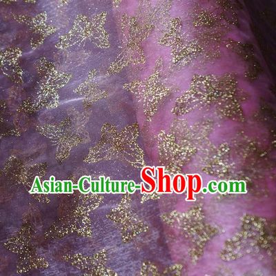 Chinese Traditional Butterfly Pattern Design Lilac Veil Fabric Cloth Organdy Material Asian Dress Grenadine Drapery