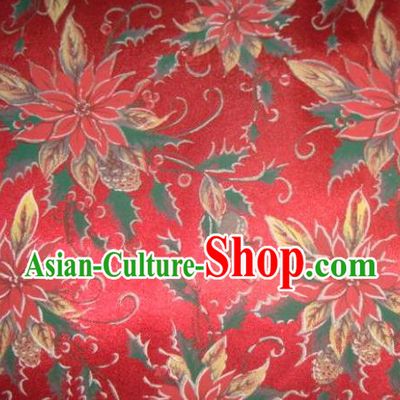 Chinese Traditional Christmas Flower Pattern Design DIY Red Spandex Fabric Cloth Chemical Fiber Material Asian Dress Drapery
