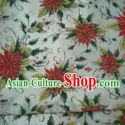 Chinese Traditional Christmas Flower Pattern Design DIY White Spandex Fabric Cloth Chemical Fiber Material Asian Dress Drapery