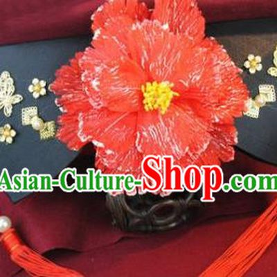 Chinese Traditional Qing Dynasty Princess Red Peony Flag Bun Drama My Fair Princess Ancient Infanta Xiao Yanzi Hair Accessories Headdress