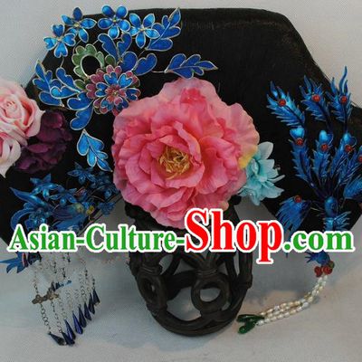 Chinese Traditional Qing Dynasty Queen Hair Accessories Drama Ancient Imperial Empress Flag Bun Princess Pearl My Fair Princess Headwear