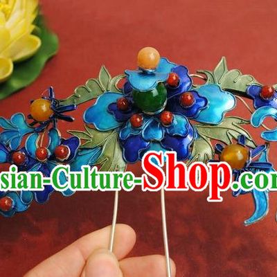 Chinese Traditional Qing Dynasty Imperial Concubine Gems Hairpin Headwear Ancient Manchu Princess Hair Accessories Hair Clip