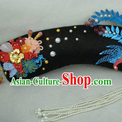 Chinese Traditional Qing Dynasty Noble Lady Hair Accessories Drama Empresses in the Palace Ancient Imperial Consort Flag Bun Shen Meizhuang Headwear