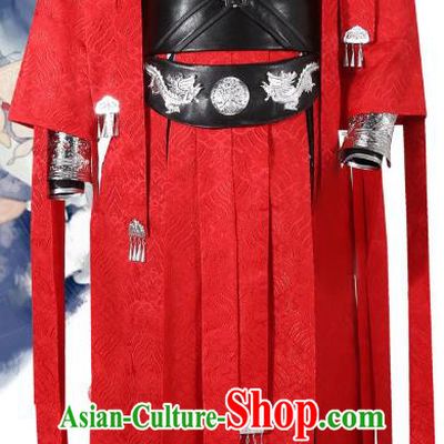 Traditional Chinese Cosplay Swordsman Red Costumes China Ancient Knight Clothing for Women