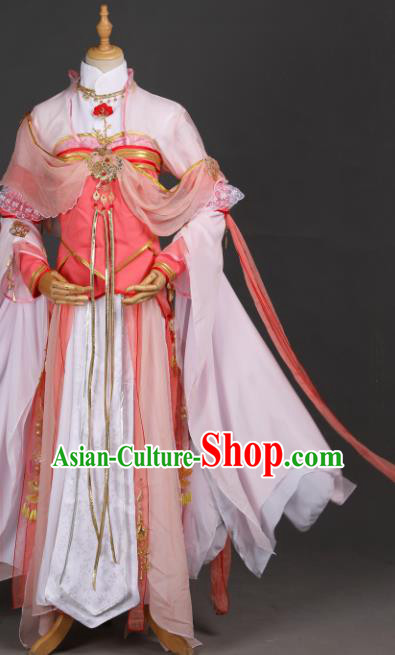 Traditional Chinese Cosplay Fairy Princess Pink Hanfu Dress Costumes Ancient Chivalrous Woman Clothing Traditional Chinese Cosplay Fairy Princess Pink Hanfu Dress Costumes Ancient Chivalrous Woman Clothing