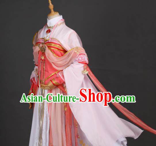 Traditional Chinese Cosplay Fairy Princess Pink Hanfu Dress Costumes Ancient Chivalrous Woman Clothing Traditional Chinese Cosplay Fairy Princess Pink Hanfu Dress Costumes Ancient Chivalrous Woman Clothing