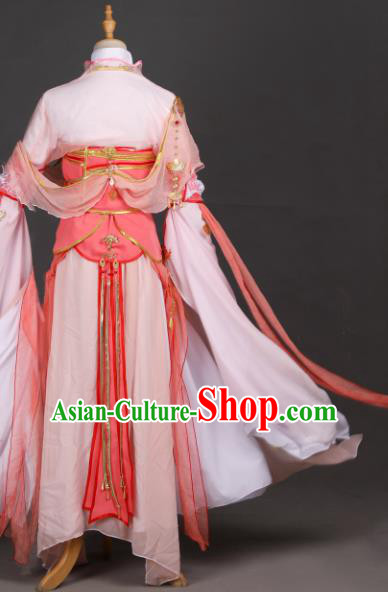 Traditional Chinese Cosplay Fairy Princess Pink Hanfu Dress Costumes Ancient Chivalrous Woman Clothing Traditional Chinese Cosplay Fairy Princess Pink Hanfu Dress Costumes Ancient Chivalrous Woman Clothing