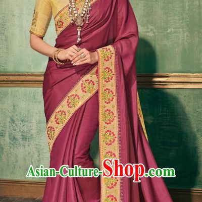 Asian India Bollywood National Dance Coral Pink Silk Saree Asia Indian Traditional Court Princess Blouse and Sari Dress Costumes for Women