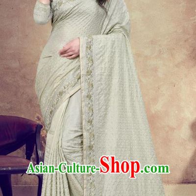 Asian India Festival Bollywood Pea Green Georgette Saree Dress Asia Indian National Dance Costumes Traditional Court Princess Blouse and Sari Full Set