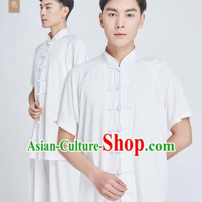 Top Grade Kung Fu Costume Martial Arts Training White Milk Fiber Uniform Shaolin Gongfu Tai Ji Clothing for Men