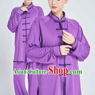 Professional Kung Fu Training Purple Milk Fiber Uniforms Martial Arts Shaolin Gongfu Costumes Tai Ji Clothing for Women
