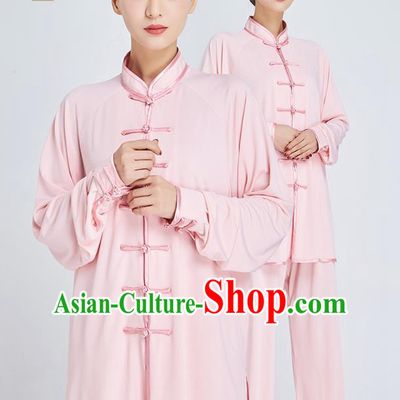 Professional Kung Fu Training Pink Milk Fiber Uniforms Martial Arts Shaolin Gongfu Costumes Tai Ji Clothing for Women