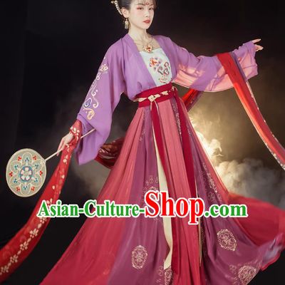 Traditional Chinese Tang Dynasty Young Lady Historical Costumes Ancient Civilian Woman Hanfu Dress Garment Blouse Camisole and Skirt Full Set