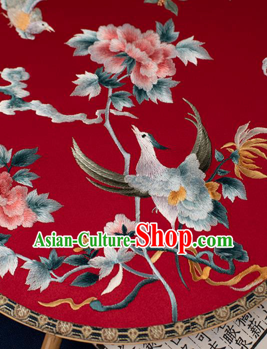 China Traditional Wedding Silk Fan Embroidered Phoenix Peony Palace Fan Handmade Hanfu Circular Fan China Traditional Wedding Silk Fan Embroidered Phoenix Peony Palace Fan Handmade Hanfu Circular Fan