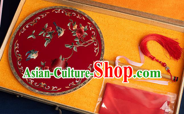 China Traditional Wedding Silk Fan Embroidered Phoenix Peony Palace Fan Handmade Hanfu Circular Fan China Traditional Wedding Silk Fan Embroidered Phoenix Peony Palace Fan Handmade Hanfu Circular Fan