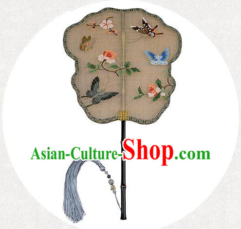China Classical Hanfu Fan Handmade Palace Fan Traditional Ancient Princess Embroidered Butterfly Silk Fan China Classical Hanfu Fan Handmade Palace Fan Traditional Ancient Princess Embroidered Butterfly Silk Fan