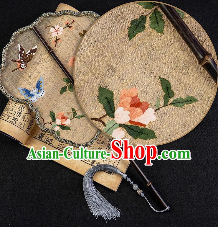 China Classical Hanfu Fan Handmade Palace Fan Traditional Ancient Princess Embroidered Butterfly Silk Fan China Classical Hanfu Fan Handmade Palace Fan Traditional Ancient Princess Embroidered Butterfly Silk Fan