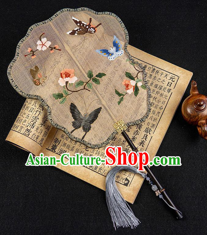 China Classical Hanfu Fan Handmade Palace Fan Traditional Ancient Princess Embroidered Butterfly Silk Fan China Classical Hanfu Fan Handmade Palace Fan Traditional Ancient Princess Embroidered Butterfly Silk Fan
