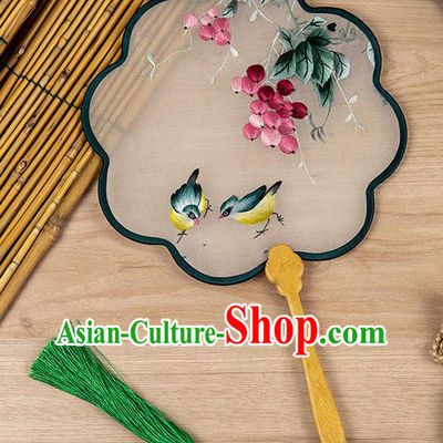 China Ancient Princess Palace Fan Classical Hanfu Silk Fan Handmade Traditional Embroidered Chick Fan