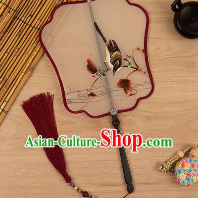 China Traditional Embroidered Bird Fan Classical Hanfu Accessories Silk Fan Handmade Ancient Princess Palace Fan