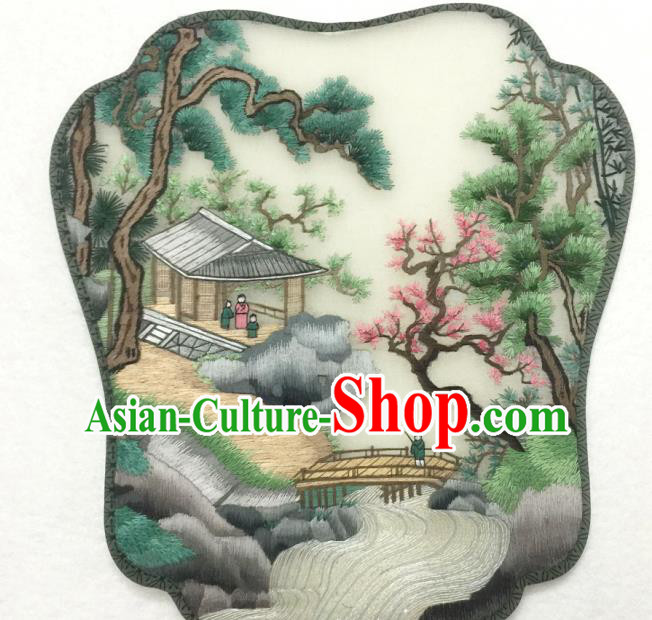 China Traditional Handmade Suzhou Embroidered Paysage Silk Fan Classical Dance Palace Fan China Traditional Handmade Suzhou Embroidered Paysage Silk Fan Classical Dance Palace Fan
