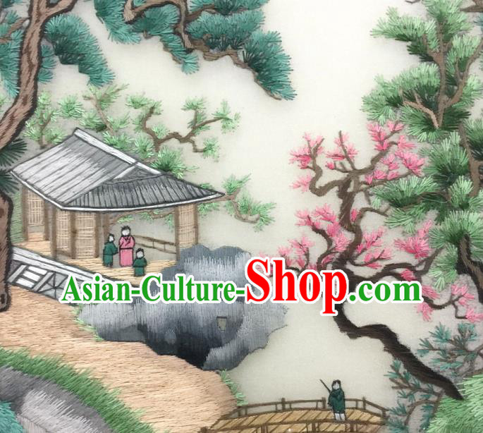 China Traditional Handmade Suzhou Embroidered Paysage Silk Fan Classical Dance Palace Fan China Traditional Handmade Suzhou Embroidered Paysage Silk Fan Classical Dance Palace Fan