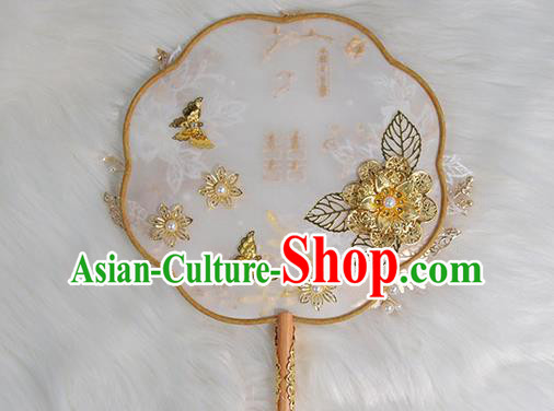 China Classical Wedding Circular Fan Traditional Handmade Shell Flowers Palace Fan China Classical Wedding Circular Fan Traditional Handmade Shell Flowers Palace Fan