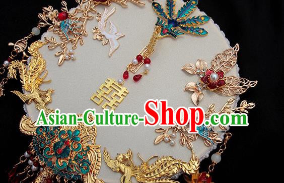 China Handmade Palace Fan Classical Wedding Circular Fan Traditional Blueing Phoenix Fan China Handmade Palace Fan Classical Wedding Circular Fan Traditional Blueing Phoenix Fan